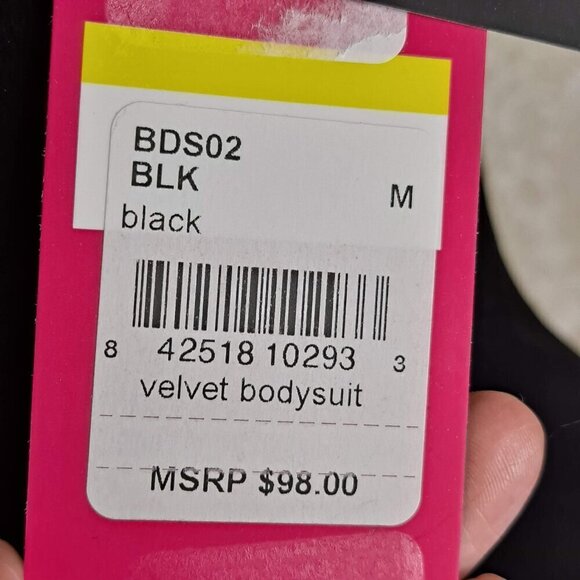 Commando Size Medium Black Velvet Bodysuit Sleeveless Snaps at Gusset NWT - Picture 11 of 15